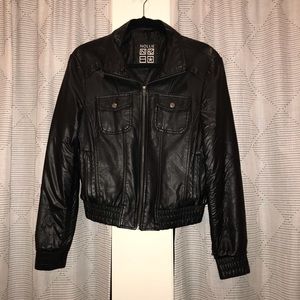 Black unisex faux leather jacket